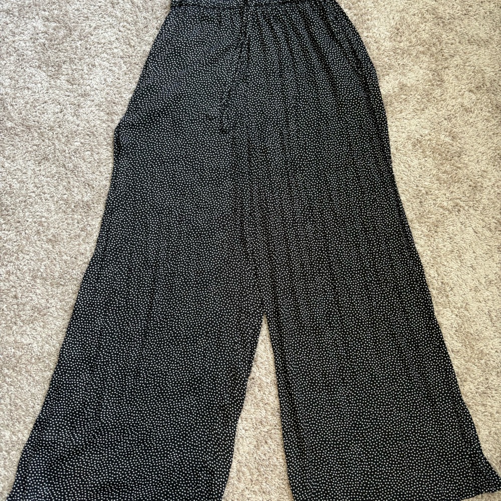 Zara navy polka dot satin pants